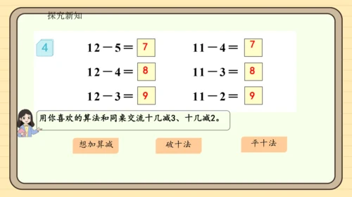 2.4十几减5、4、3、2（课件）2024-2025学年度人教版数学一年级下册(共19张PPT)