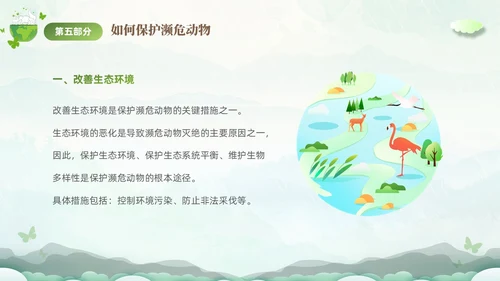绿色清新剪纸风保护濒危动物拯救美好生命主题PPT世界动物日