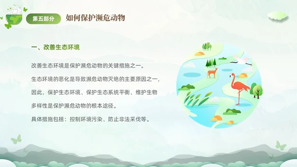 绿色清新剪纸风保护濒危动物拯救美好生命主题PPT世界动物日