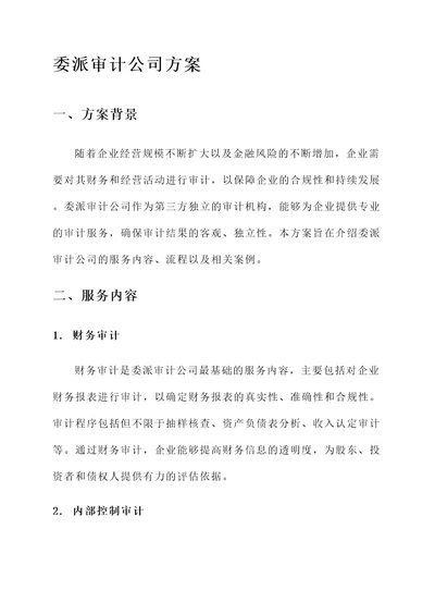 委派审计公司的方案