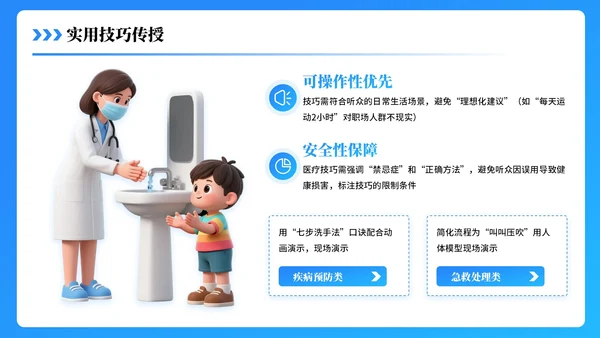 蓝色3D医疗科普PPT模板