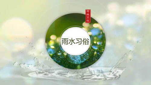 春天雨水绿叶晨露二十四节气通用PPT课件