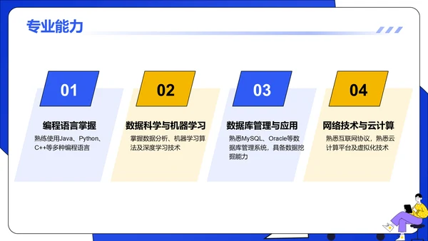 蓝色插画风大学生求职简历PPT模板