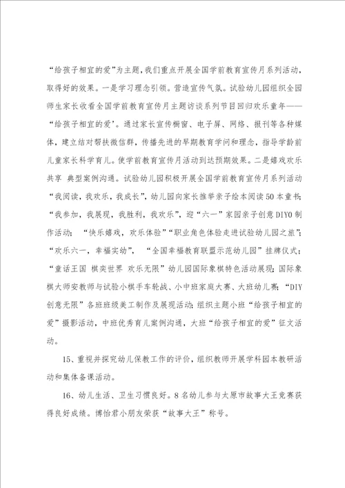 市实验幼儿园工作目标责任制考核自查报告年度