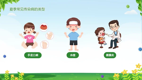 绿色清新夏季传染疾病预防知识讲座夏季传染病预防PPT