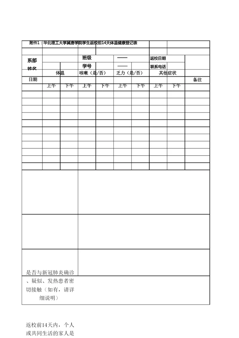 学生返校前14天体温健康登记表.docx