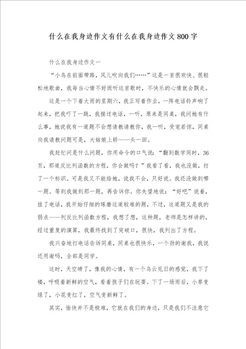 2021年什么在我身边作文有什么在我身边作文800字