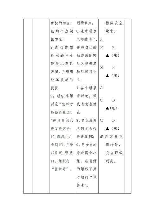 原地双手头上前抛实心球教案