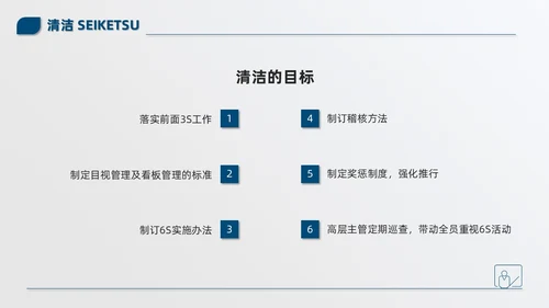 蓝色简约商务公司现场6S管理培训PPT模板