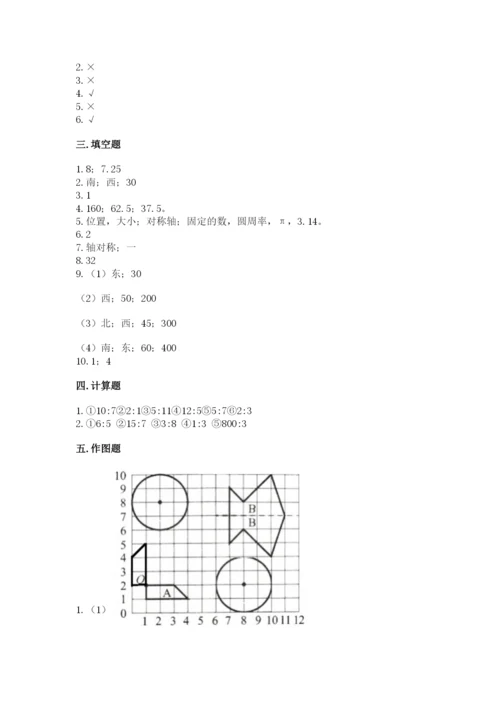 2022人教版六年级上册数学期末测试卷附答案（夺分金卷）.docx