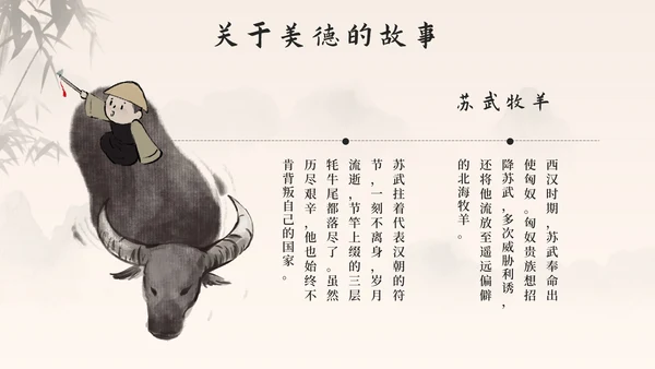 水墨中国风中小学生传统美德教育主题班会PPT模板