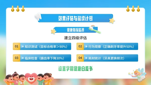 蓝色卡通风爱牙日口学校健康教育宣传PPT模板