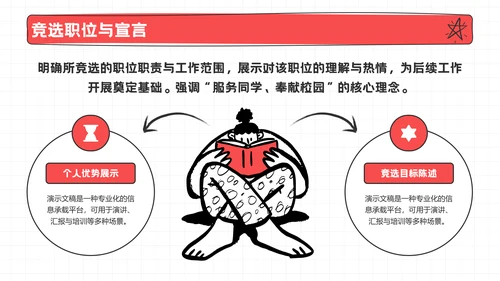 红色趣味风学生会竞选PPT模板