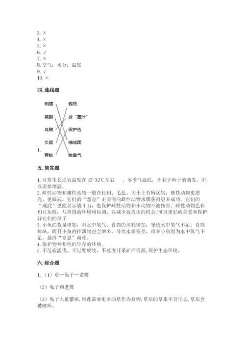 教科版五年级下册科学第一单元《生物与环境》测试卷含答案ab卷.docx