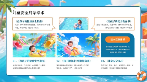 蓝色卡通暑假安全教育通用PPT模板