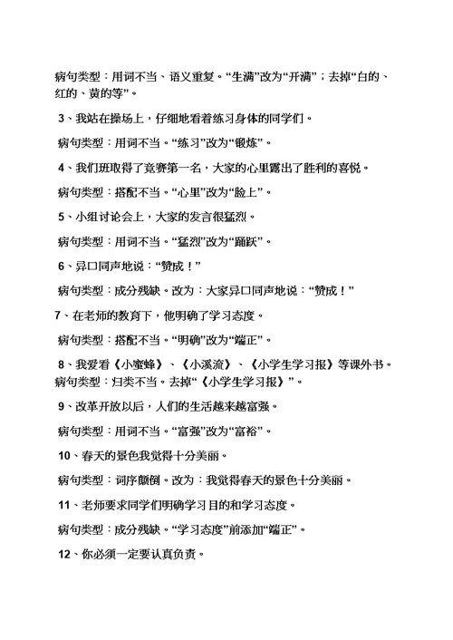 小学修改病句大全及答案(共21页)