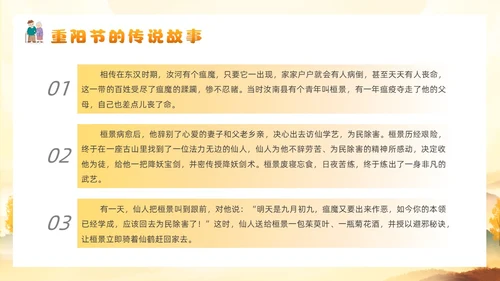 黄色插画风幼儿园重阳节主题班会