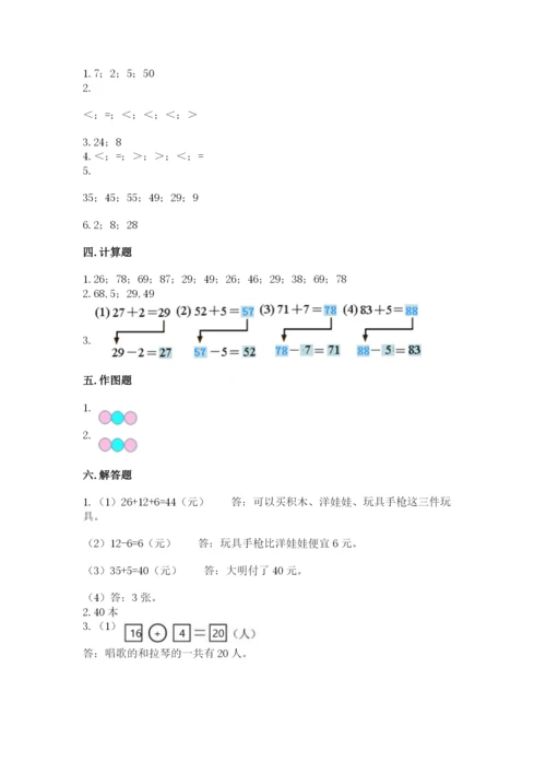 苏教版一年级下册数学第三单元-认识100以内的数-测试卷含答案(培优b卷).docx