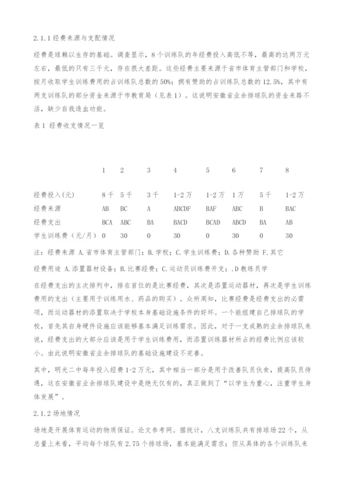 对安徽省业余排球训练基地现状的调研报告.docx
