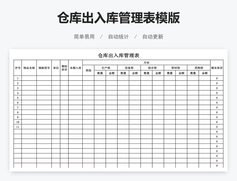 仓库出入库管理表模版
