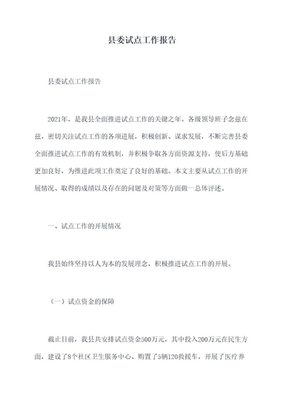 县委试点工作报告