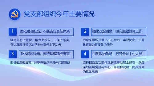 蓝色党支部党建述职述廉报告动态PPT模板