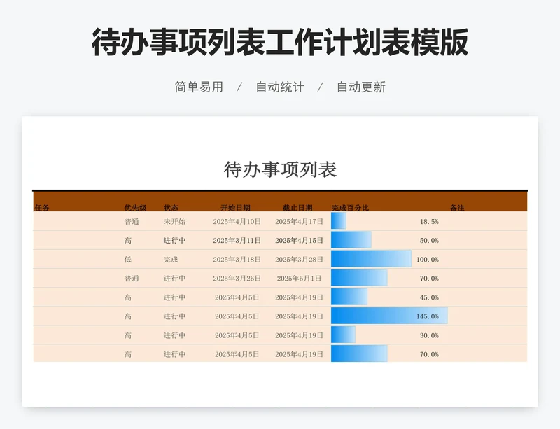 待办事项列表工作计划表模版
