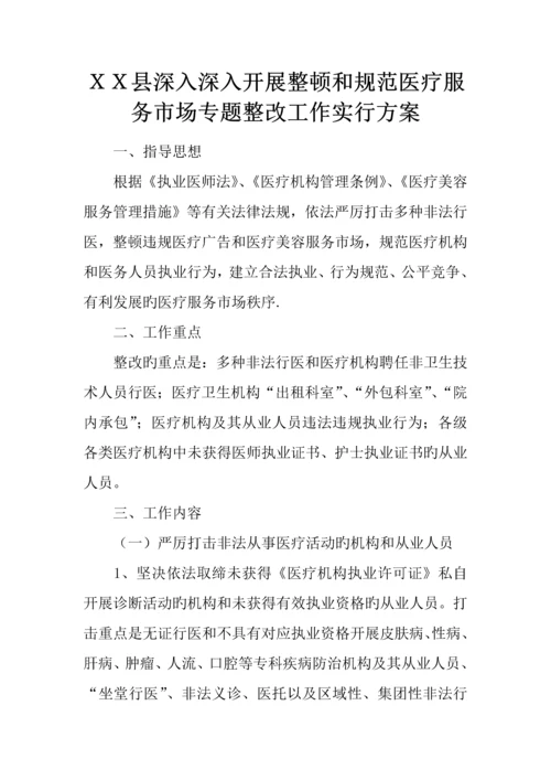 县进一步深入开展整顿和规范医疗服务市场专项整治工作实施方案.docx