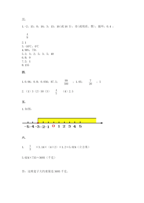 沪教版六年级数学下学期期末测试题附参考答案【培优a卷】.docx