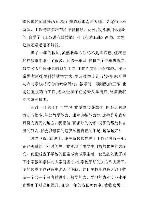 教师见习期转正工作总结