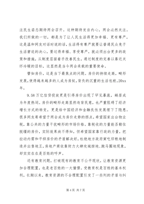 关于两会思想汇报范文.docx