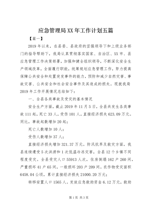 应急管理局XX年工作计划五篇.docx