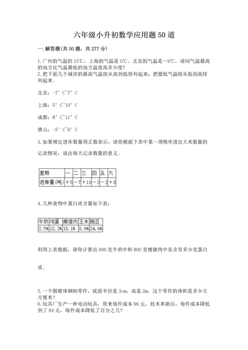 六年级小升初数学应用题50道加精品答案.docx