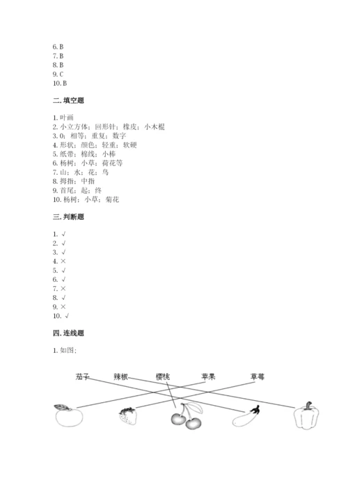 教科版一年级上册科学期末测试卷含答案（新）.docx