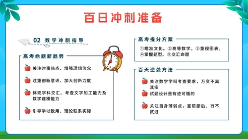 蓝色卡通全力以赴高考百日宣誓成人礼带内容PPT模板