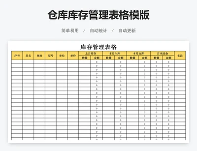 仓库库存管理表格模版