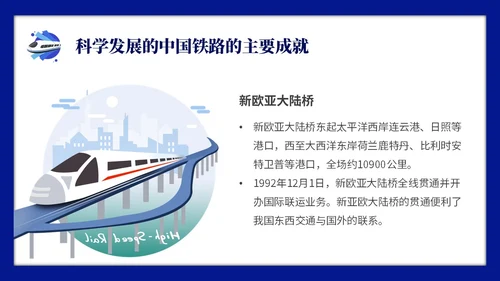 蓝色简约中国铁路发展史主题PPT模板