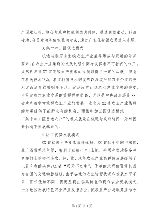 XX省农业产业集群的发展模式.docx