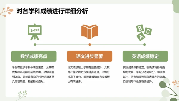 绿色小清新初中期末家长会PPT模板