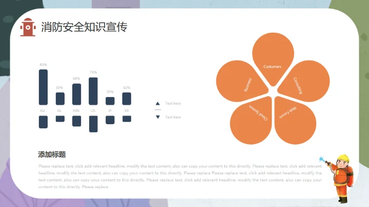 可爱卡通手绘消防安全知识讲座通用PPT模板