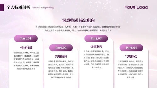 紫色简约商务述职年度季度总结通用PPT模板