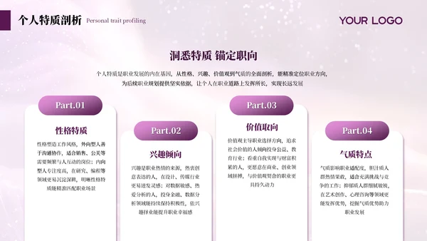 紫色简约商务述职年度季度总结通用PPT模板