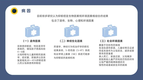 深蓝灰色简约插画扁平风青少年抑郁障碍及自杀防治动画PPT抑郁症