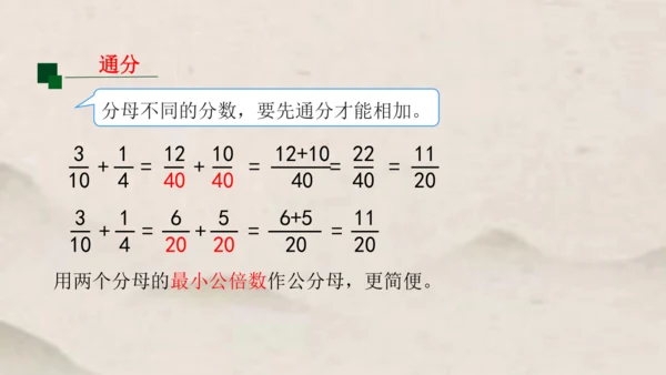 人教版五年级下册数学异分母分数加减法 课件（共27张PPT）