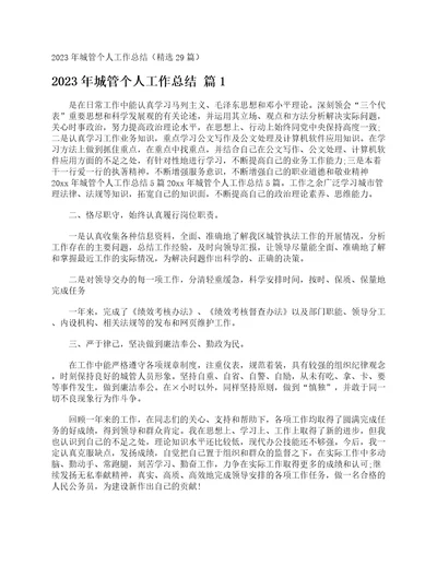 2023年城管个人工作总结