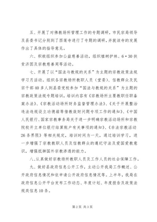 乡镇民宗局上半年总结及下半年工作计划.docx