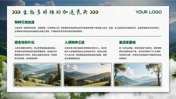 绿色环境保护简约大气主题PPT模板