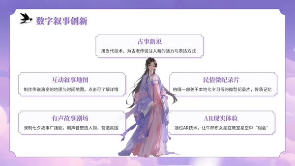 紫色插画风七夕文化坊PPT模板