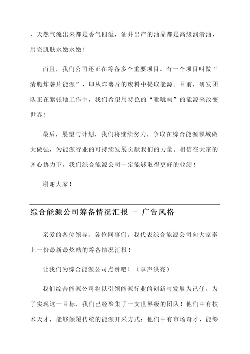 综合能源公司筹备情况汇报