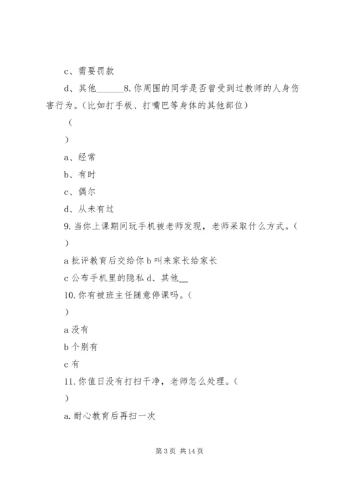 关于体罚的问卷调查.docx